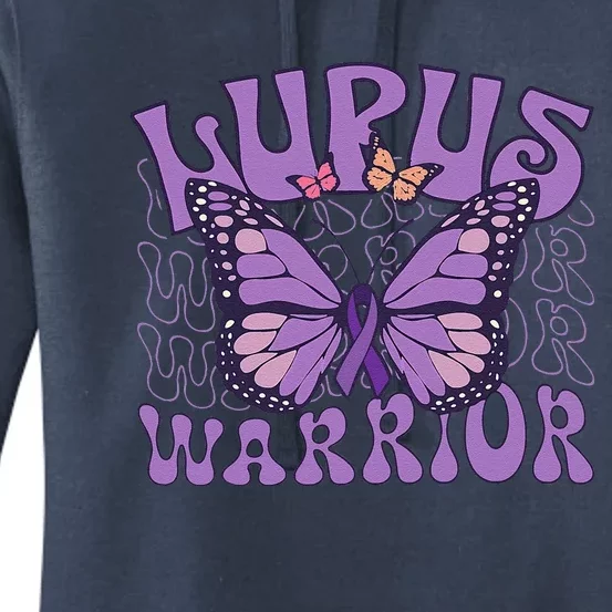 Lupus Warrior Fighter Purple Butterflies Support Flower Women's Pullover Hoodie