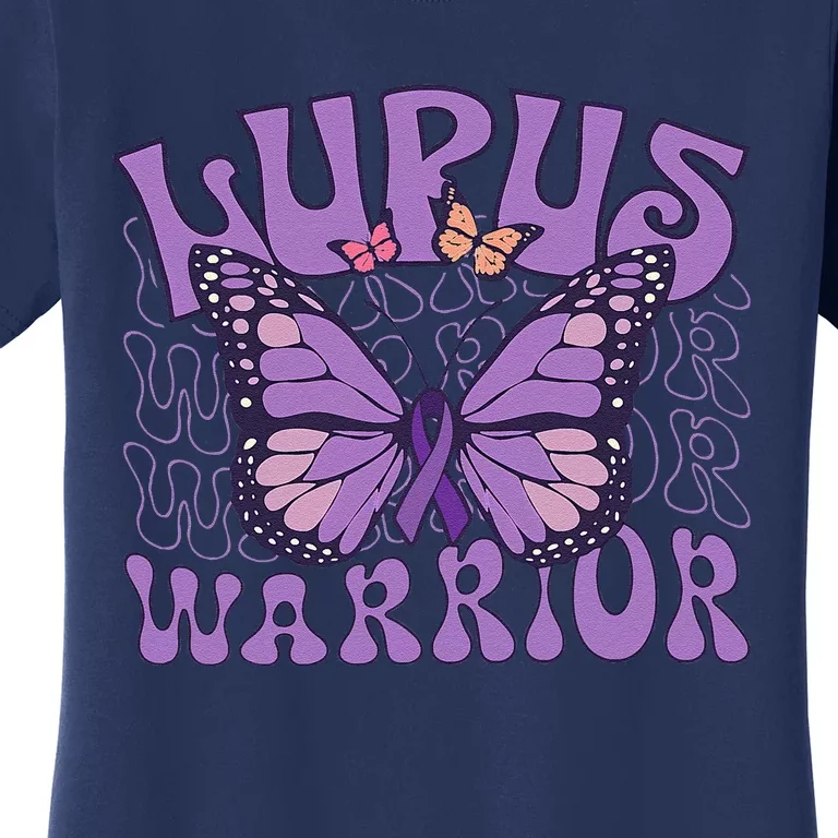 Lupus Warrior Fighter Purple Butterflies Support Flower Women's T-Shirt