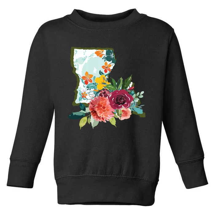 Louisiana Watercolor Flower Toddler Sweatshirt