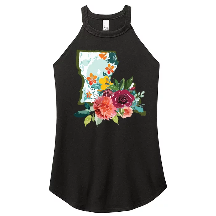 Louisiana Watercolor Flower Women’s Perfect Tri Rocker Tank