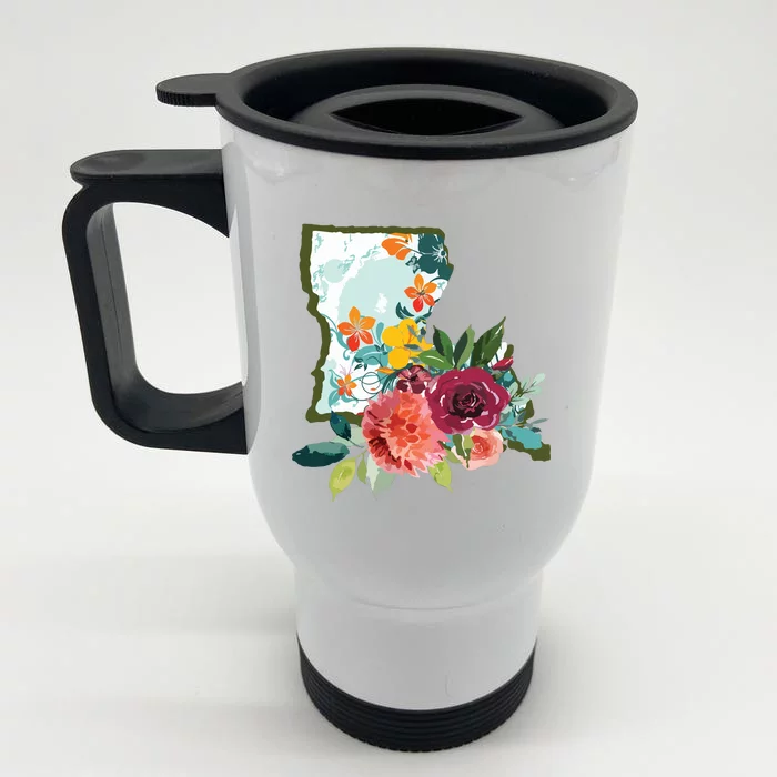 Louisiana Watercolor Flower Front & Back Stainless Steel Travel Mug