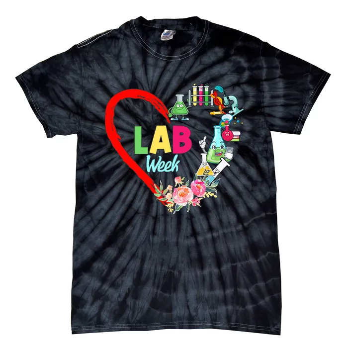 Lab Week Floral Lab Tech Medical Laboratory Hospital Office Lab Week Tie-Dye T-Shirt