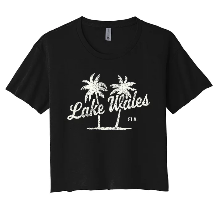 Lake Wales Florida Vintage 70s Palm Trees Women's Crop Top Tee