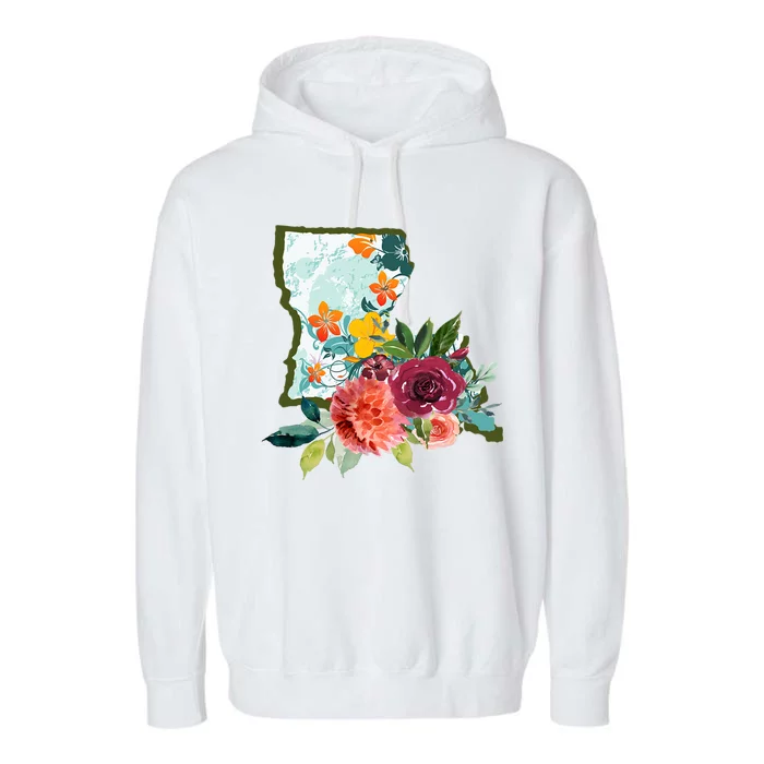 Louisiana Watercolor Flower Garment-Dyed Fleece Hoodie