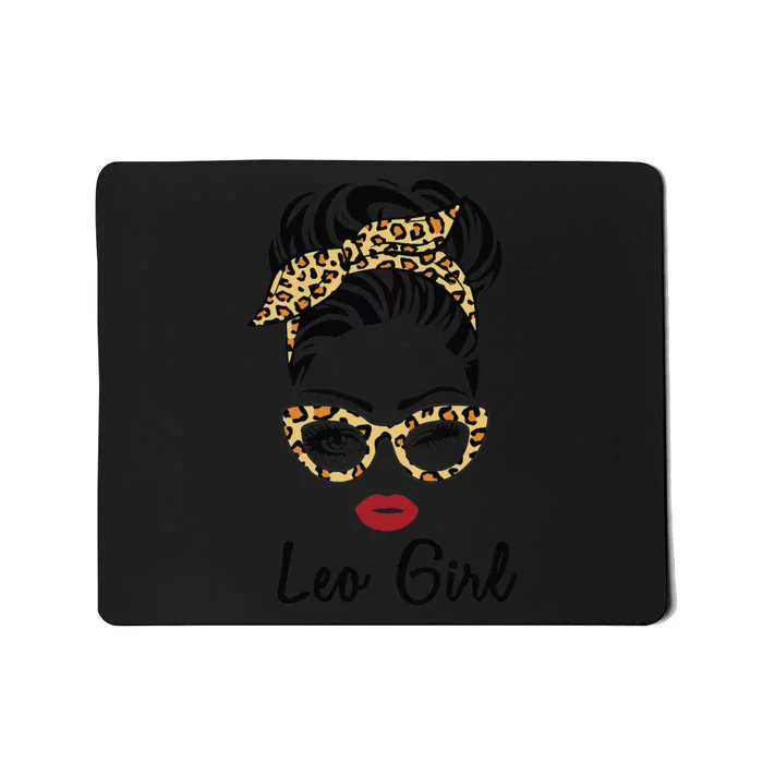 Leo Woman Face Leopard Bandana Wink Eye July Mousepad