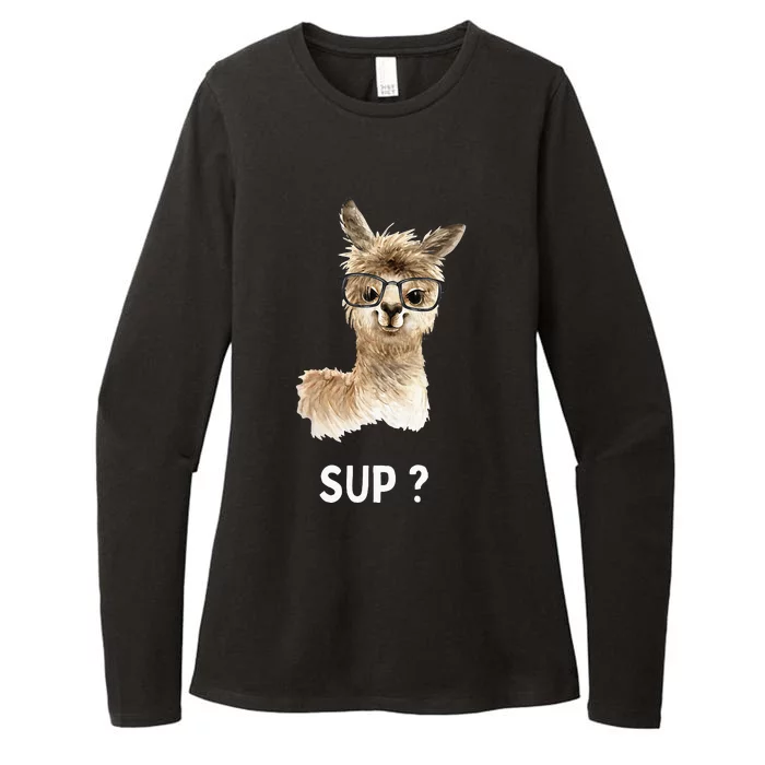 Llama With Glasses Funny Saying Alpaca Womens CVC Long Sleeve Shirt