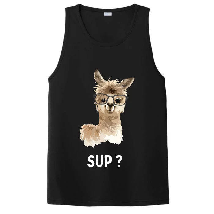 Llama With Glasses Funny Saying Alpaca Performance Tank