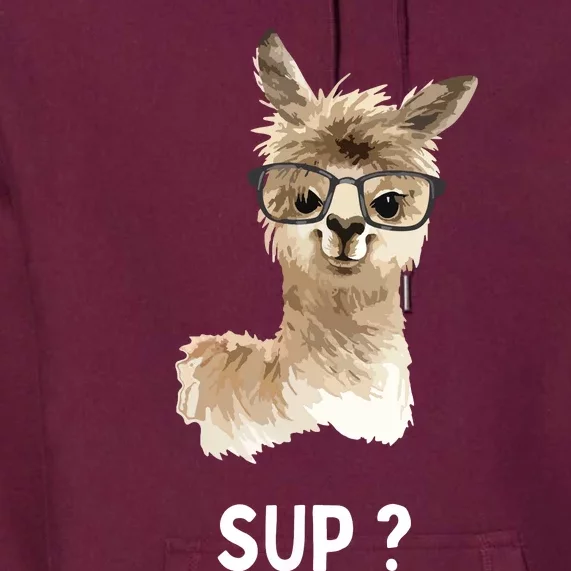 Llama With Glasses Funny Saying Alpaca Premium Hoodie