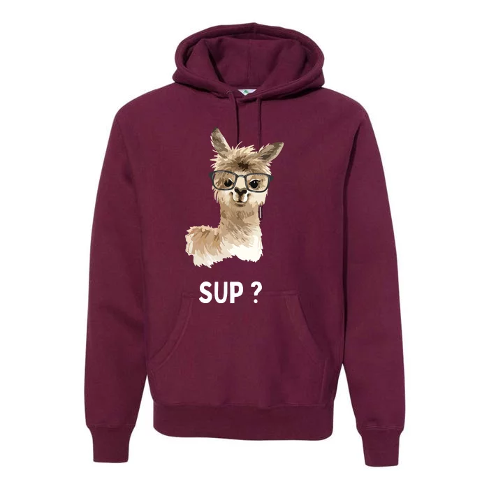 Llama With Glasses Funny Saying Alpaca Premium Hoodie