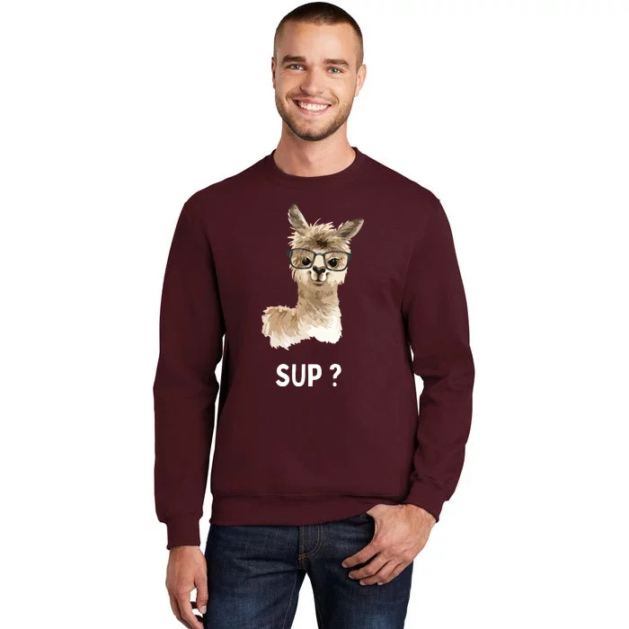 Llama With Glasses Funny Saying Alpaca Tall Sweatshirt