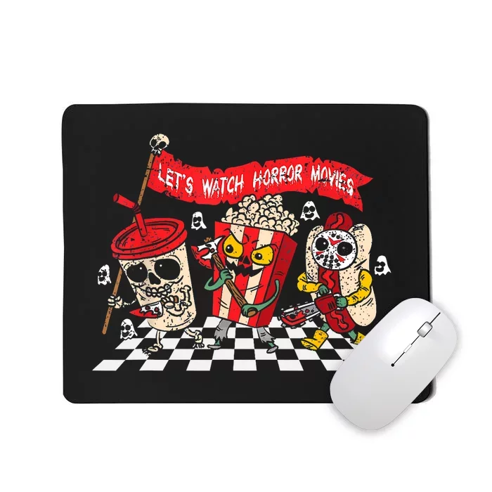 Lets Watch Horror Movies Halloween Funny Ghost Skeleton Mousepad