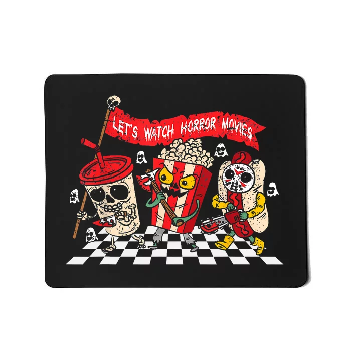 Lets Watch Horror Movies Halloween Funny Ghost Skeleton Mousepad