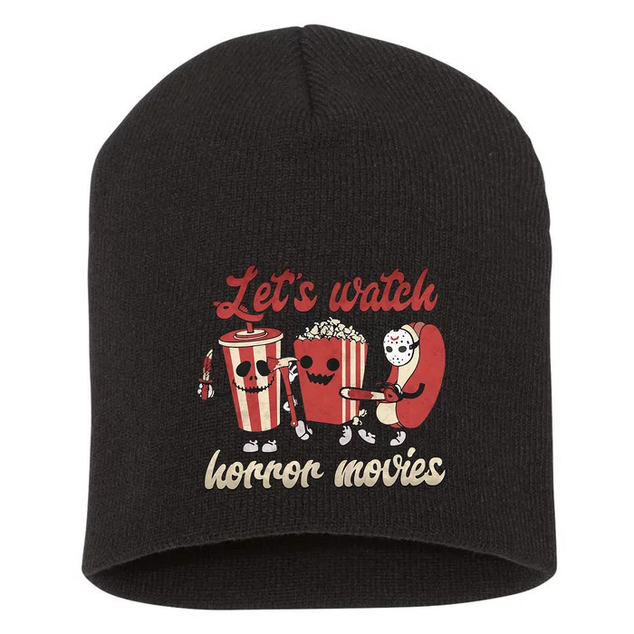 Lets Watch Horror Movies Halloween Short Acrylic Beanie