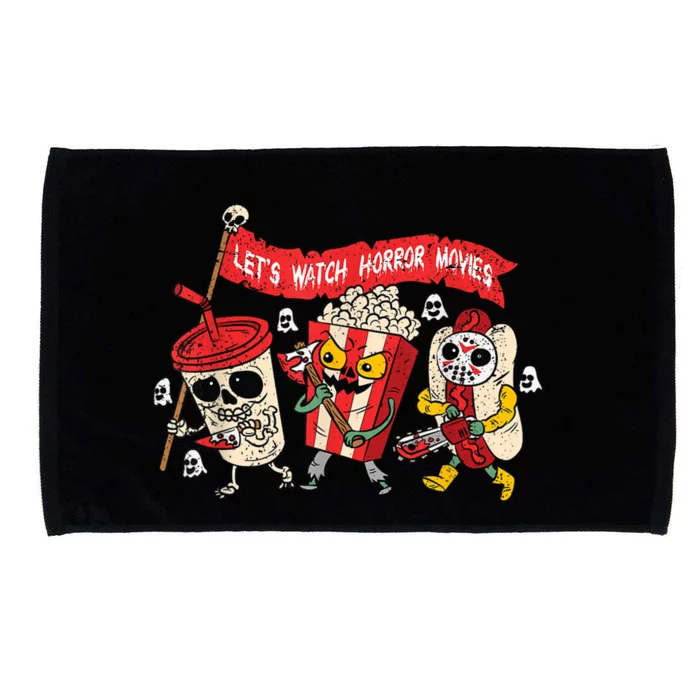 Lets Watch Horror Movies Halloween Funny Ghost Skeleton Microfiber Hand Towel