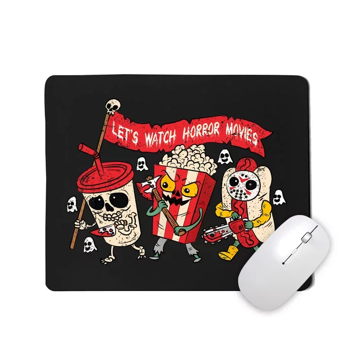 Lets Watch Horror Movies Halloween Funny Ghost Skeleton Mousepad