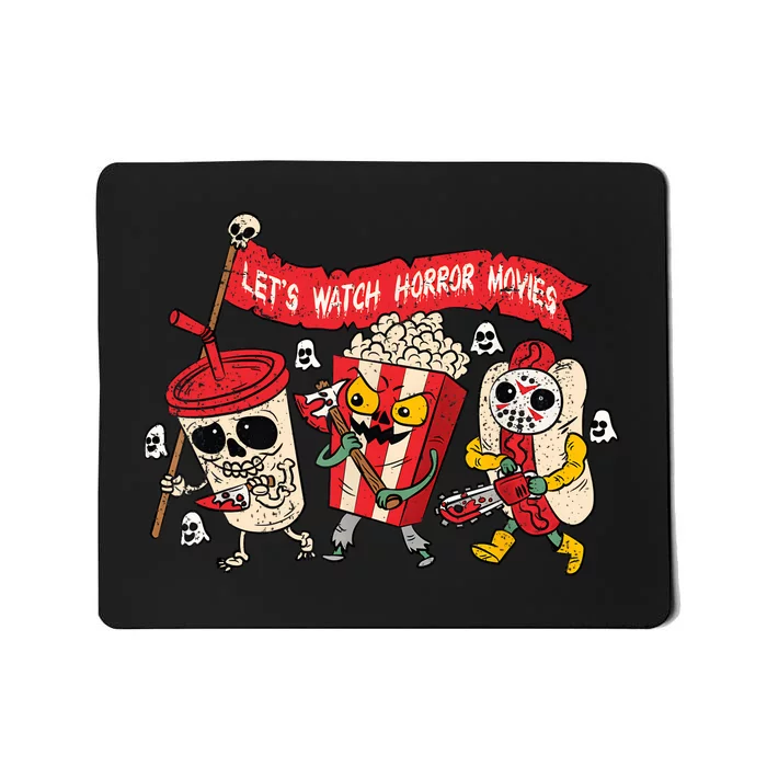 Lets Watch Horror Movies Halloween Funny Ghost Skeleton Mousepad