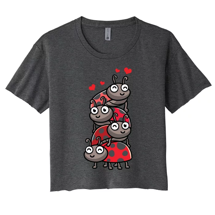 Ladybug With Hearts Bug Lover Women's Crop Top Tee