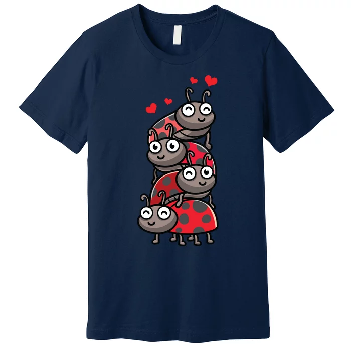 Ladybug With Hearts Bug Lover Premium T-Shirt