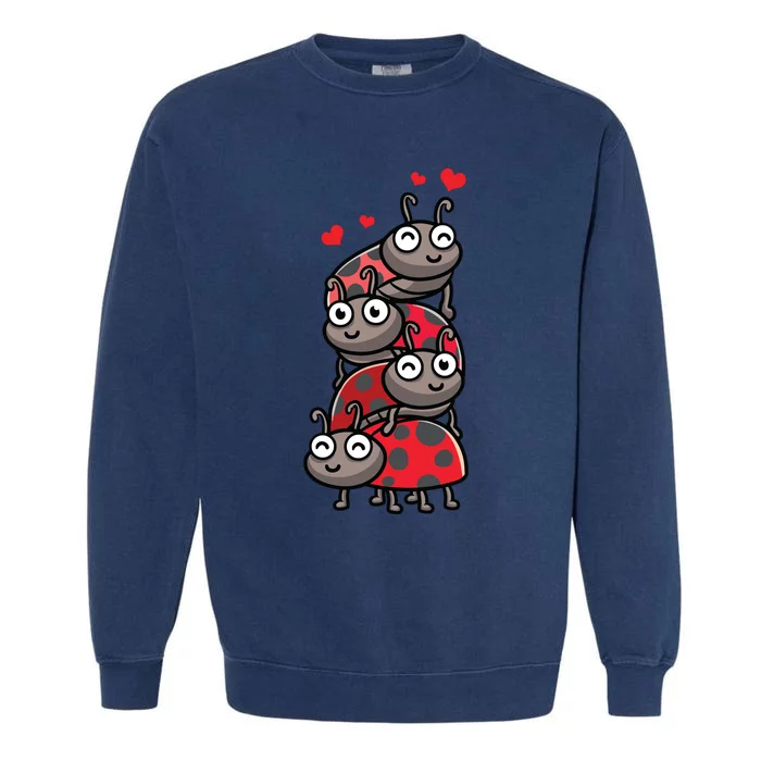 Ladybug With Hearts Bug Lover Garment-Dyed Sweatshirt