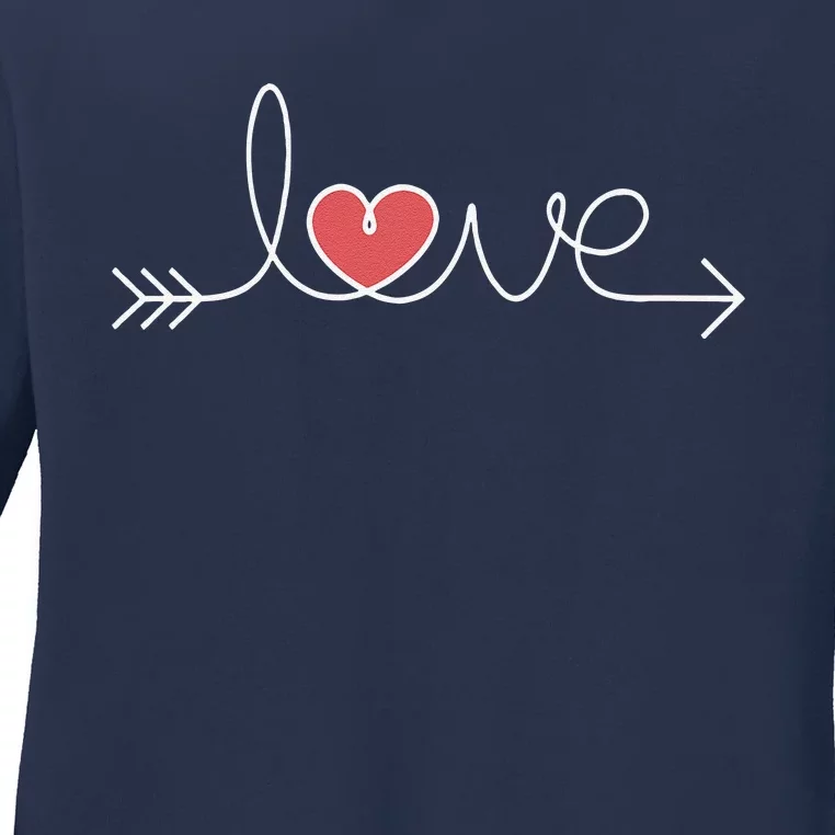 Love Women Heart Arrow Graphic Valentine's Day Ladies Long Sleeve Shirt