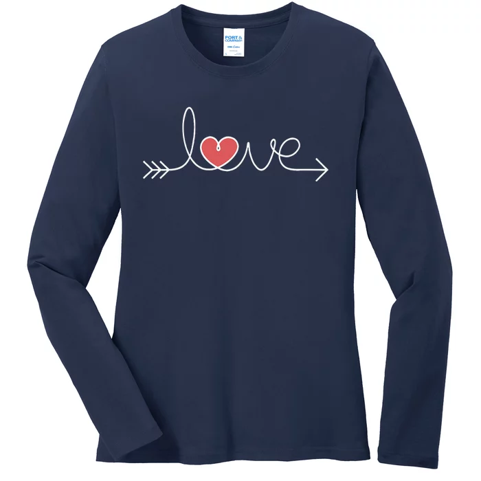 Love Women Heart Arrow Graphic Valentine's Day Ladies Long Sleeve Shirt