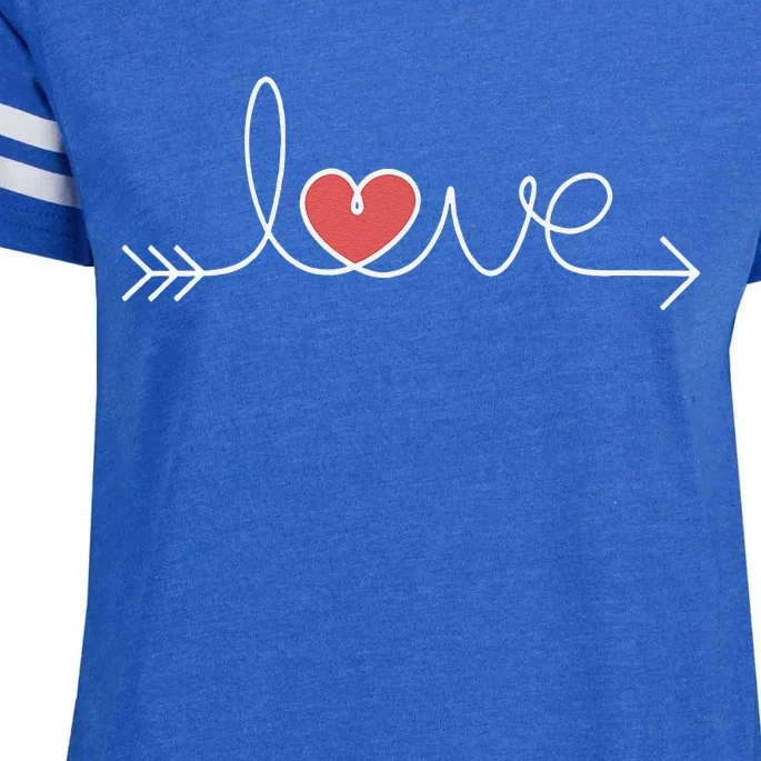 Love Women Heart Arrow Graphic Valentine's Day Enza Ladies Jersey Football T-Shirt