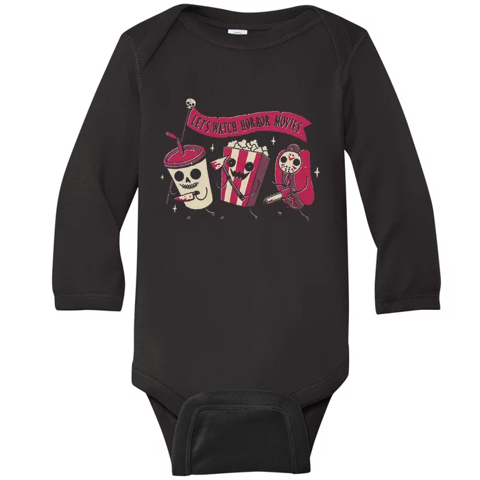 Lets Watch Horror Movies Funny Halloween Costume Baby Long Sleeve Bodysuit