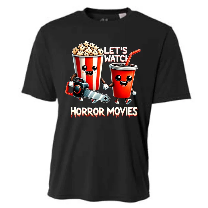 LetS Watch Horror Movies Spooky Halloween Movie Lovers Cooling Performance Crew T-Shirt