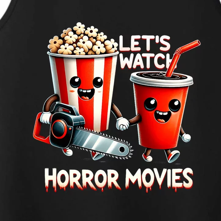 LetS Watch Horror Movies Spooky Halloween Movie Lovers Performance Tank