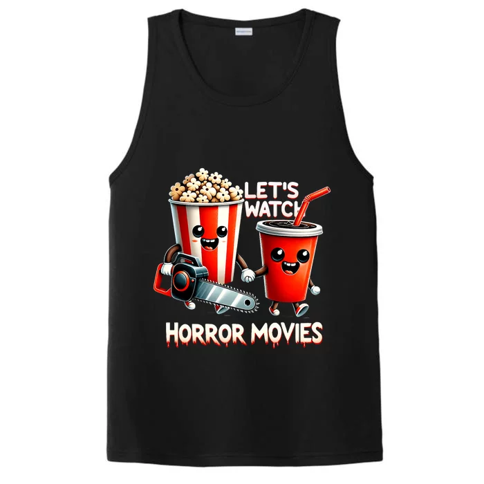 LetS Watch Horror Movies Spooky Halloween Movie Lovers Performance Tank