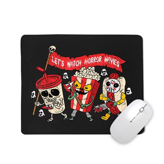 Lets Watch Horror Movies Halloween Funny Ghost Skeleton Mousepad