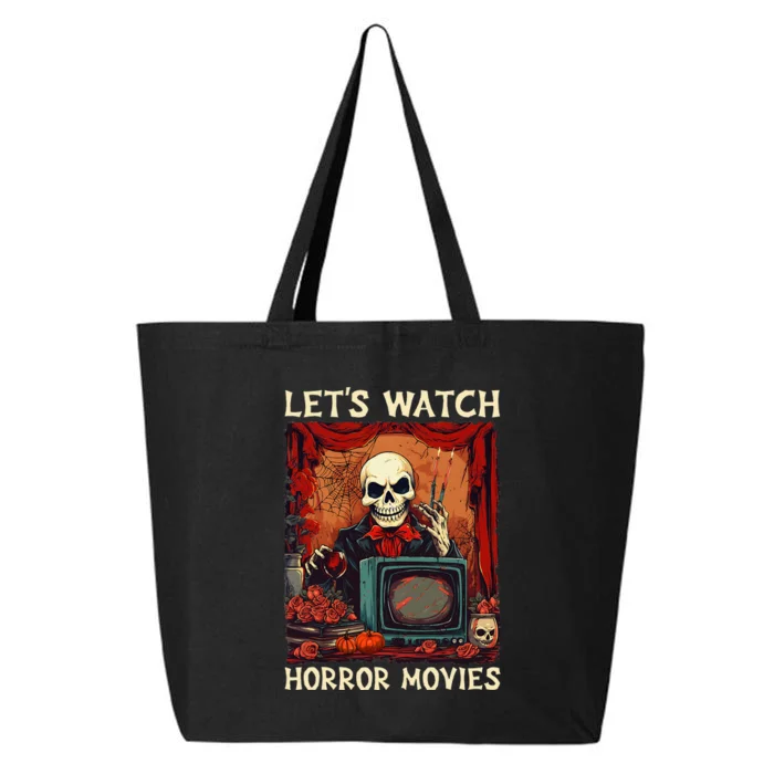 Lets Watch Horror Movies Gothic Halloween Skeleton 25L Jumbo Tote