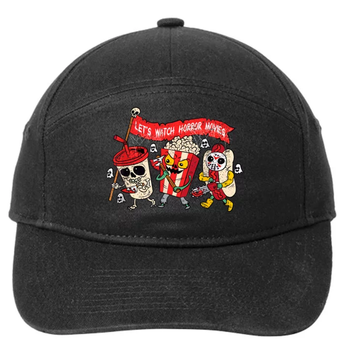 Lets Watch Horror Movies Funny Halloween Costume Hot Dog 7-Panel Snapback Hat