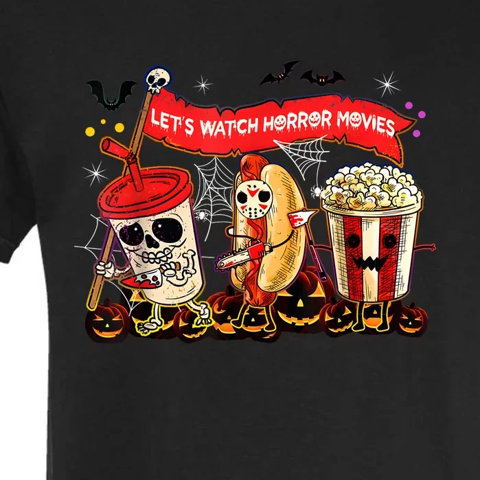 Lets Watch Horror Movies Halloween Funny Ghost Skeleton Garment-Dyed Heavyweight T-Shirt