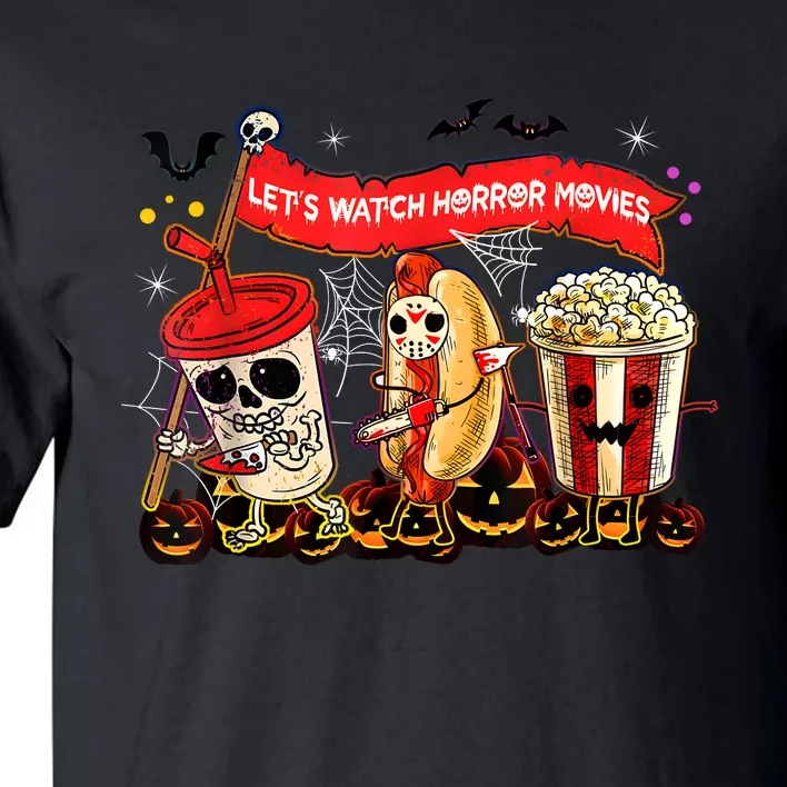 Lets Watch Horror Movies Halloween Funny Ghost Skeleton Tall T-Shirt