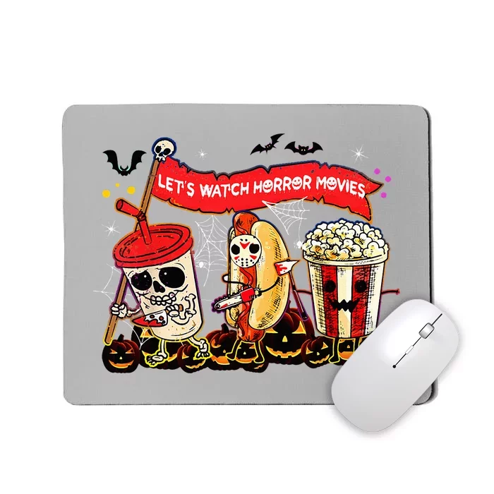 Lets Watch Horror Movies Halloween Funny Ghost Skeleton Mousepad