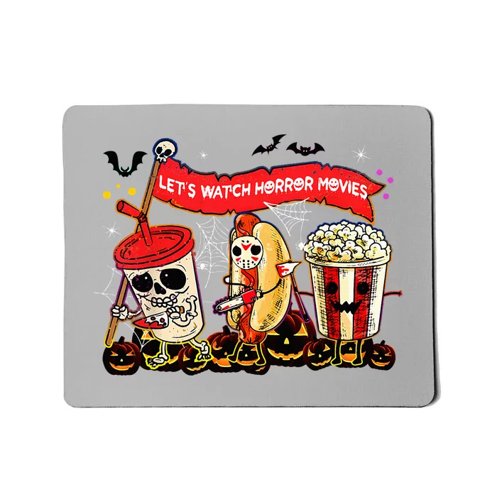 Lets Watch Horror Movies Halloween Funny Ghost Skeleton Mousepad