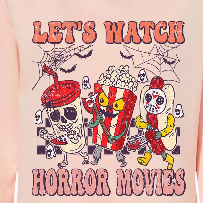 Lets Watch Horror Movies Halloween Funny Ghost Skeleton Womens California Wash Sweatshirt