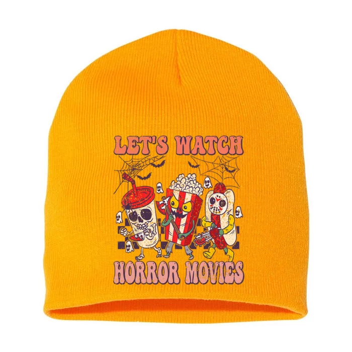 Lets Watch Horror Movies Halloween Funny Ghost Skeleton Short Acrylic Beanie