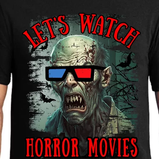 Lets Watch Horror Movies Scary Zombie Halloween Pajama Set