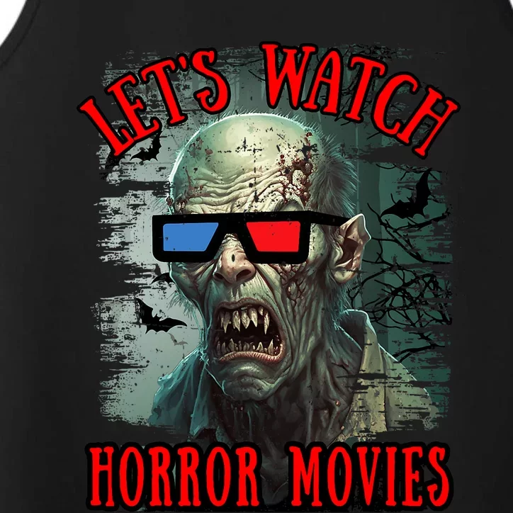 Lets Watch Horror Movies Scary Zombie Halloween Performance Tank