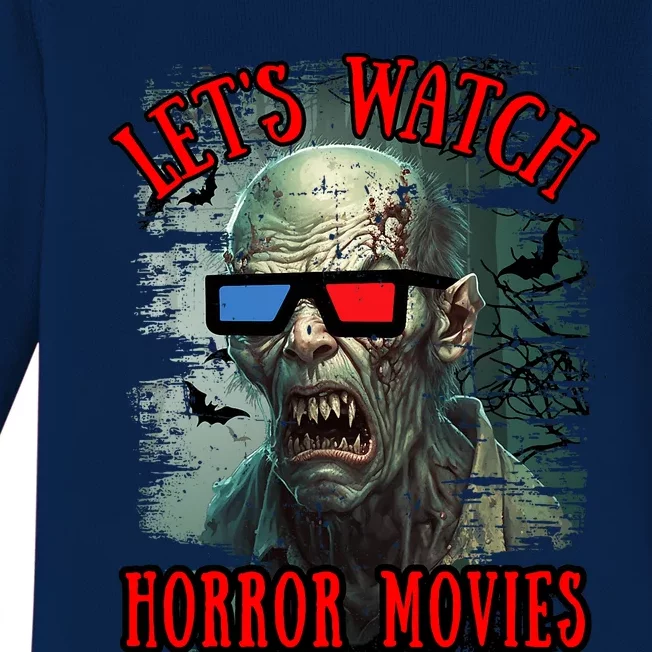 Lets Watch Horror Movies Scary Zombie Halloween Baby Long Sleeve Bodysuit