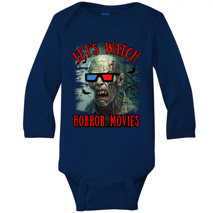 Lets Watch Horror Movies Scary Zombie Halloween Baby Long Sleeve Bodysuit