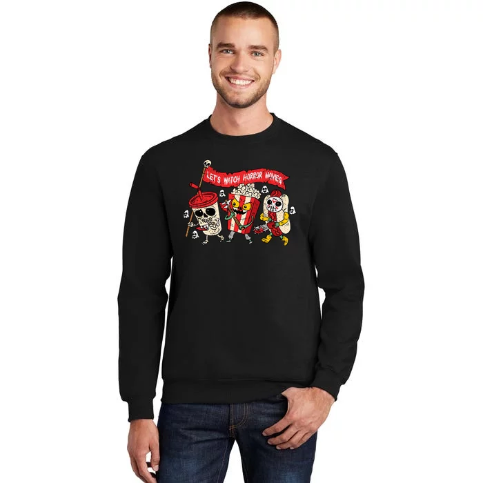 Lets Watch Horror Movies Halloween Funny Ghost Skeleton Sweatshirt