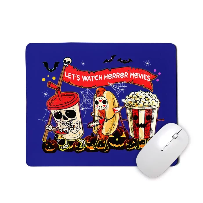 Lets Watch Horror Movies Halloween Funny Ghost Skeleton Mousepad