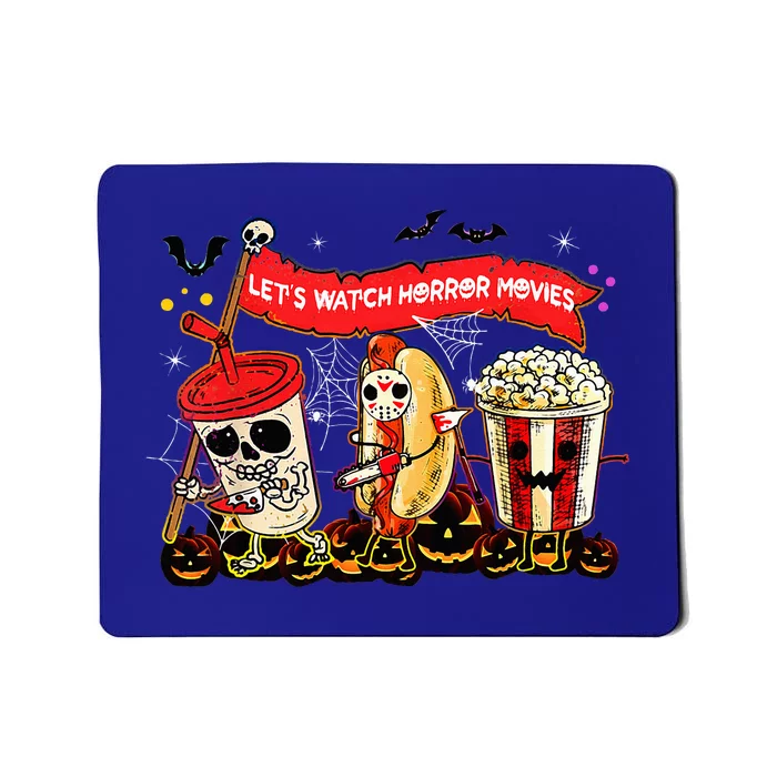 Lets Watch Horror Movies Halloween Funny Ghost Skeleton Mousepad