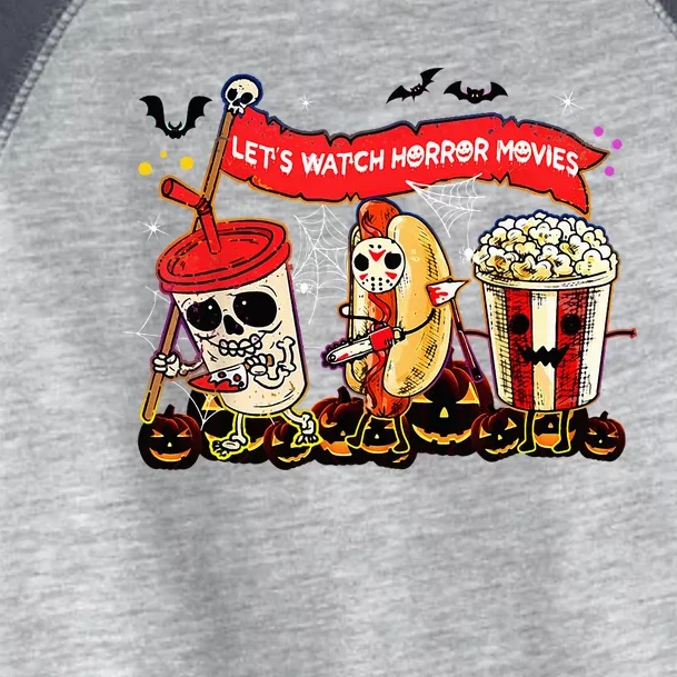 Lets Watch Horror Movies Halloween Funny Ghost Skeleton Toddler Fine Jersey T-Shirt