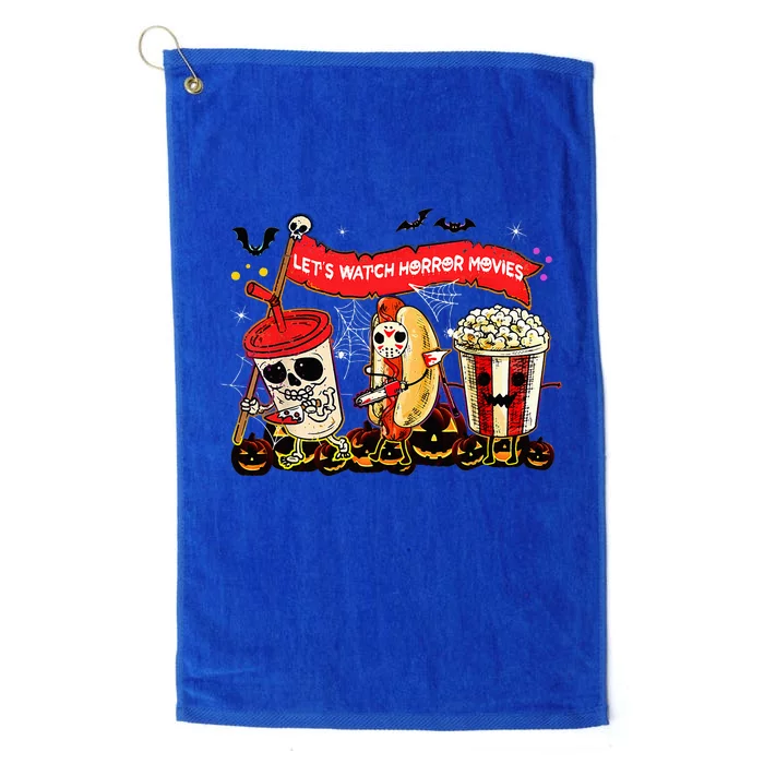 Lets Watch Horror Movies Halloween Funny Ghost Skeleton Platinum Collection Golf Towel