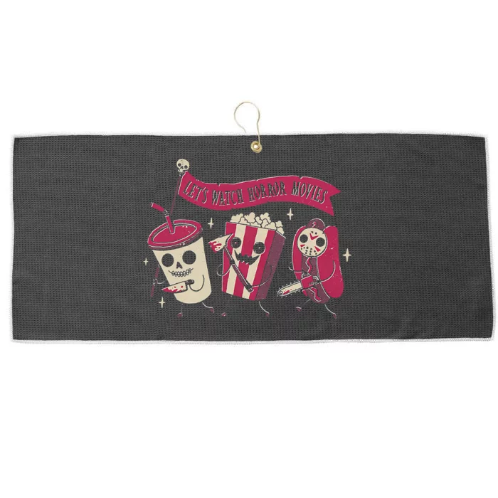 Let's Watch Horror Movies Scary Horror Character Popcorn Halloween Large Microfiber Waffle Golf Towel