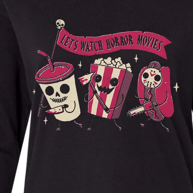 Let's Watch Horror Movies Funny Halloween Costume Womens Cotton Relaxed Long Sleeve T-Shirt